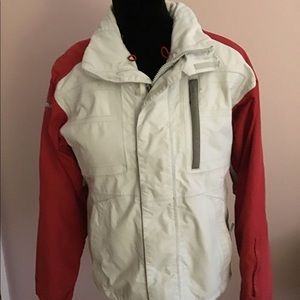 Ladies Burton snowboard/ski jacket. Off white and red